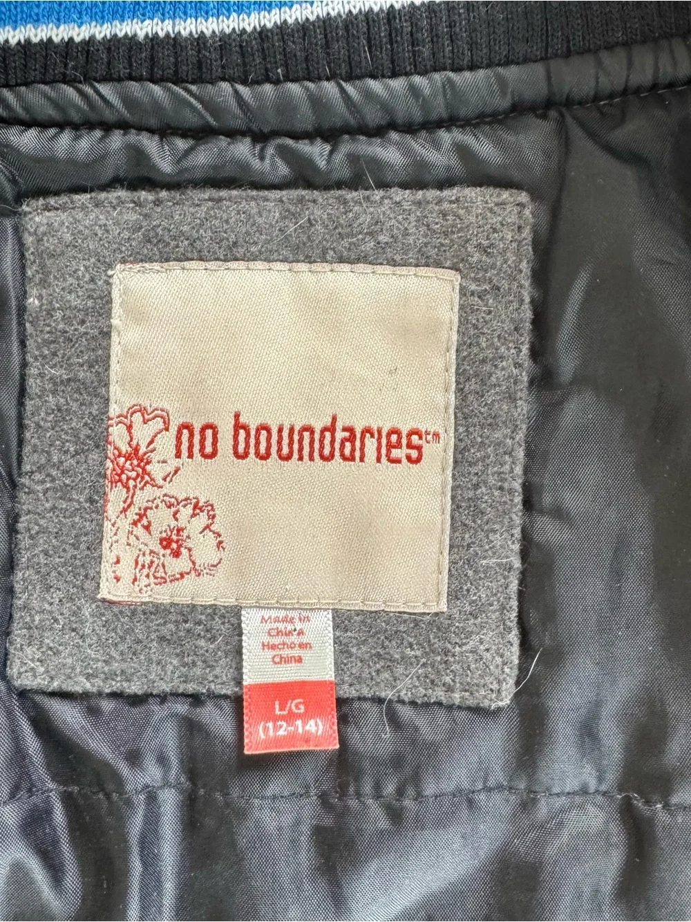 No Boundaries “91” Varsity Jacket // Size L (14-16)